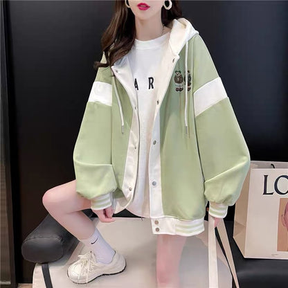 2023 New Lazy Style Hooded Cardigan Women's Loose Casual Versatile Korean Style Design Jacket