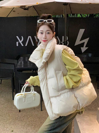 Guoguojia Cotton Vest Women's Outerwear Autumn and Winter 2023 New Casual Jacket Korean Style Loose Slim Versatile Vest (B)