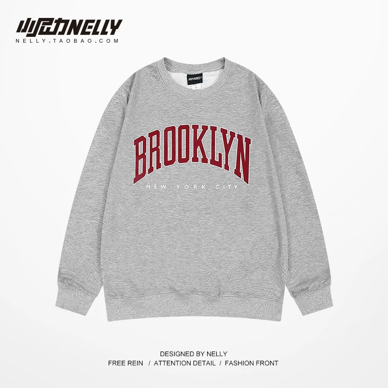 American hip-hop sweatshirt men's spring and autumn high street fashion brand heavy retro round neck jacket couple wear roofa top