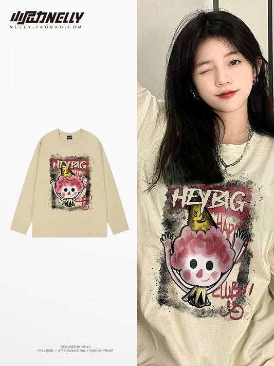 American cartoon cat print round neck short sleeve men and women summer 2025 couple pure cotton t-shirt half sleeve bottoming shirt trend