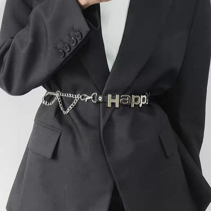 Belt for women with versatile design letter decoration chain girdle with suit dress retro fashion ins belt