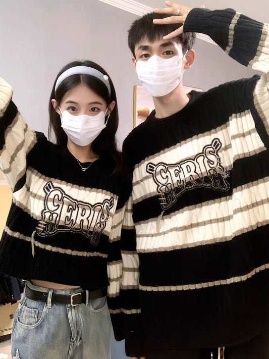 Different couple sweaters autumn and winter 2023 new trendy early autumn and winter high-end lazy style bottoming shirt (S0218)