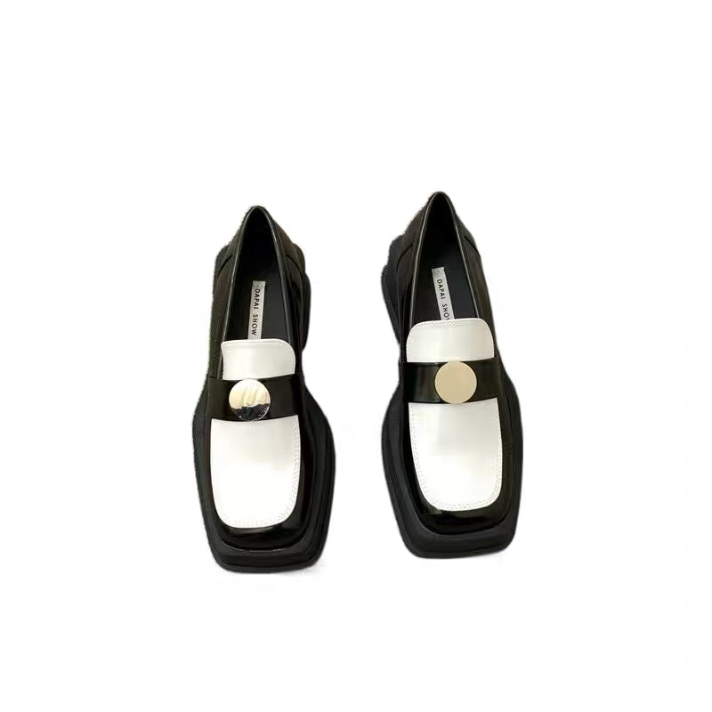 Korean French retro lazy loafers women's 2023 spring and autumn new color matching thick-soled small leather shoes low-heeled women's shoes