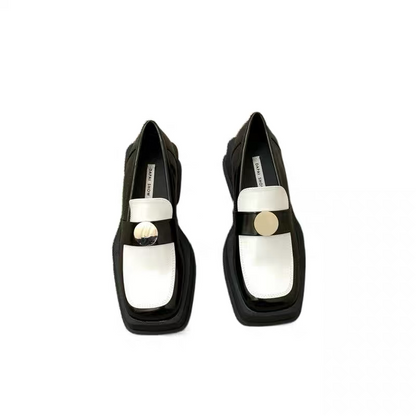 Korean French retro lazy loafers women's 2023 spring and autumn new color matching thick-soled small leather shoes low-heeled women's shoes