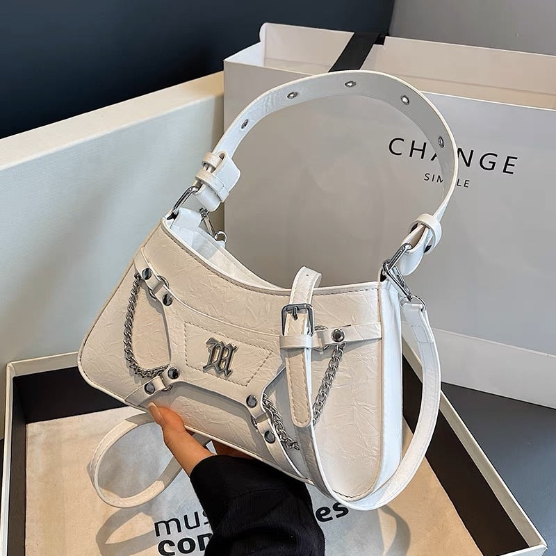 French niche texture burst crack portable small bag women 2023 new simple small square bag fashion trendy armpit bag