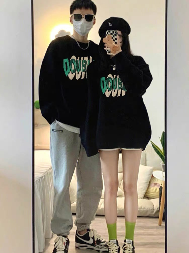Special couple sweaters for men and women in autumn and winter 2023 new ins high-end sense, different lazy style and thickening (N0214)