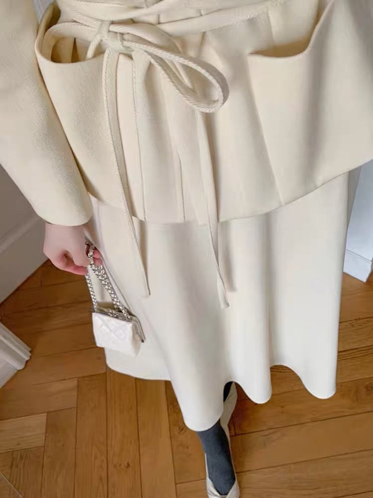 2023 Spring and Autumn New Retro Style Goddess Style Lace-up Blazer with Swing Skirt Two-piece Suit for Women