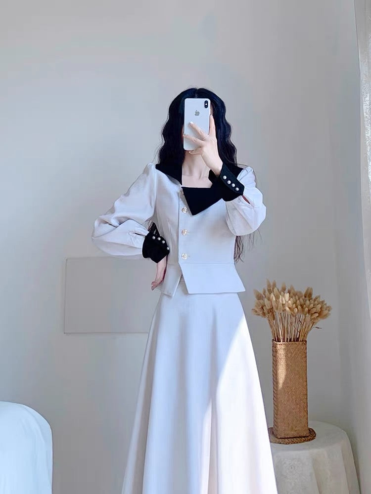Autumn 2023 new women's skirt French style light and mature style waist slimming high-end suit dress