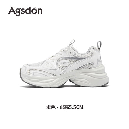 Augustin thick-soled silver dad shoes for women 2025 summer new shoes for women breathable height-enhancing sports shoes for women