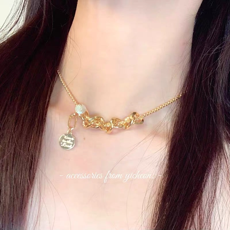 YIcheon Chenxihai Retro Chain Stitching Pearl Necklace Women's Korean Design Gentle Clavicle Chain C52