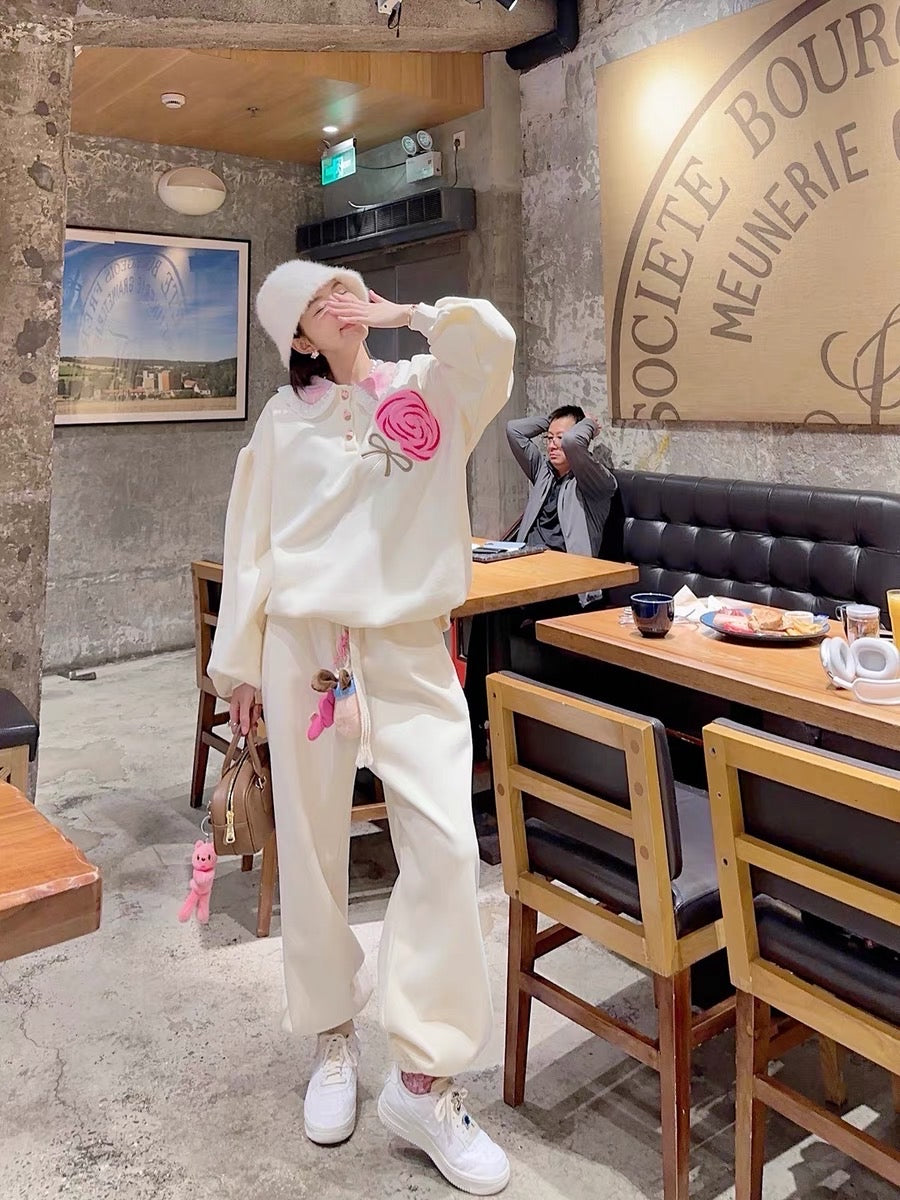 Thebestxue [New on 10.23 AM10:00] Off-white velvet lollipop sweatshirt
