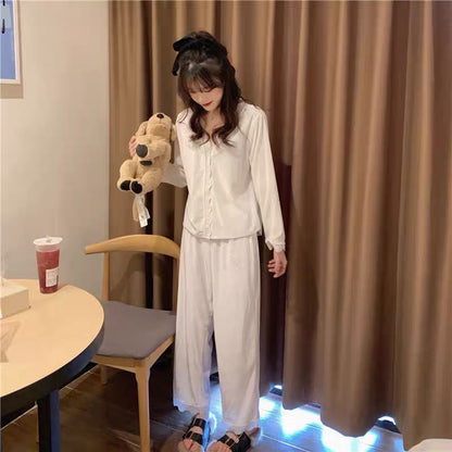 Gold velvet pajamas for women, autumn and winter long-sleeved two-piece set for women, spring and autumn casual home wear, can be worn outside, internet celebrity ins