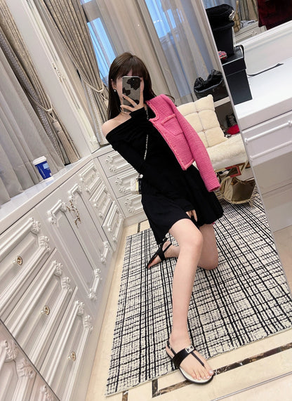 RUBBIT spring new product White rose red small fragrance short coat Temperament age-reducing woolen woven short top female