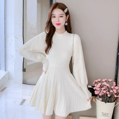 Lolita Mink Velvet Sweater Dress Women's Autumn and Winter 2023 New Sleeve Sleeves Small People Show High Bottoming Skirt