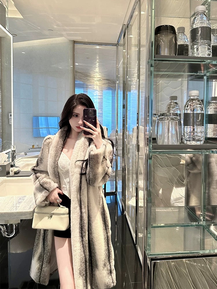 For Fay a winter custom-dyed mink eco-friendly fur velvet fur coat for women mid-length coat