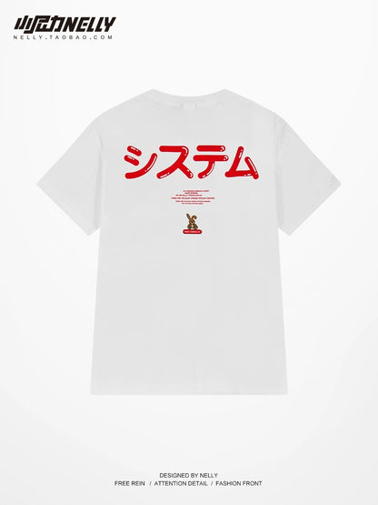 ins Harajuku style Hong Kong style short-sleeved T-shirt bf loose Korean version 2024 spring and summer student chic Hong Kong style tops for men and women