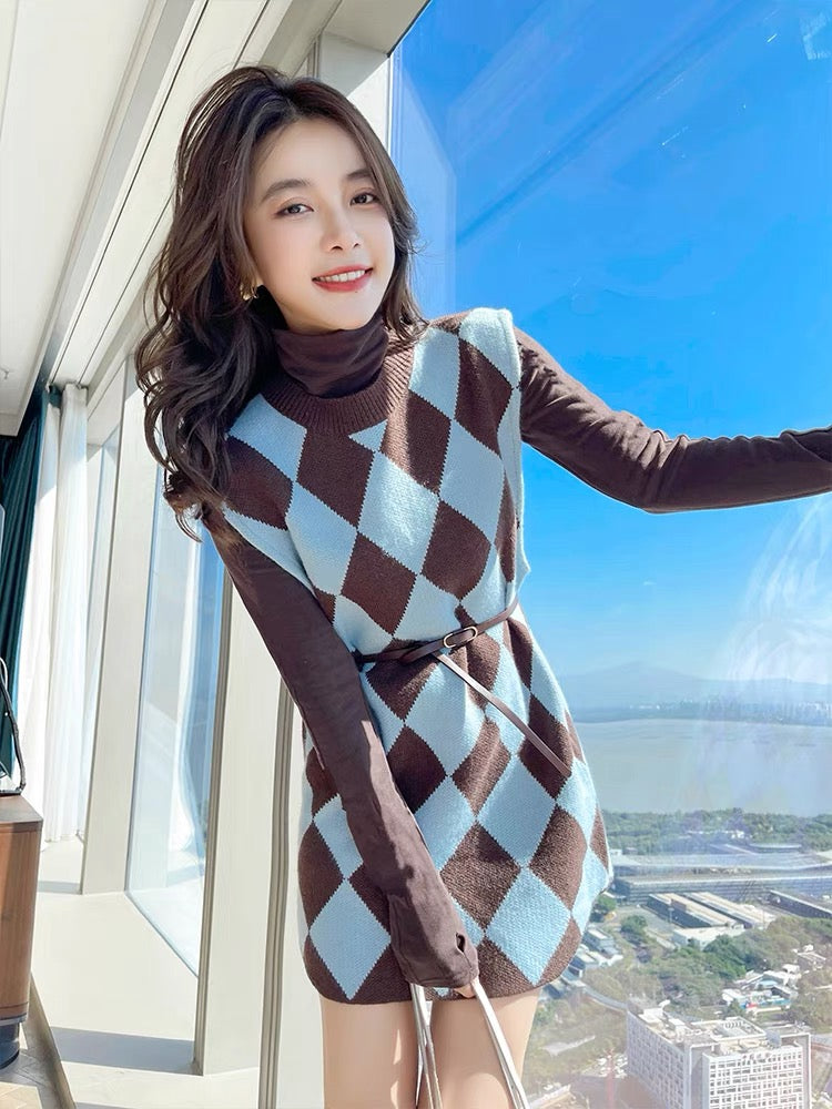 Autumn clothing 2023 new style sweater vest dress two-piece set high-e –  Lee Nhi Boutique