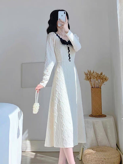 Autumn clothing 2023 new women's French romantic slim slim temperament skirt long-sleeved bottoming high-end dress