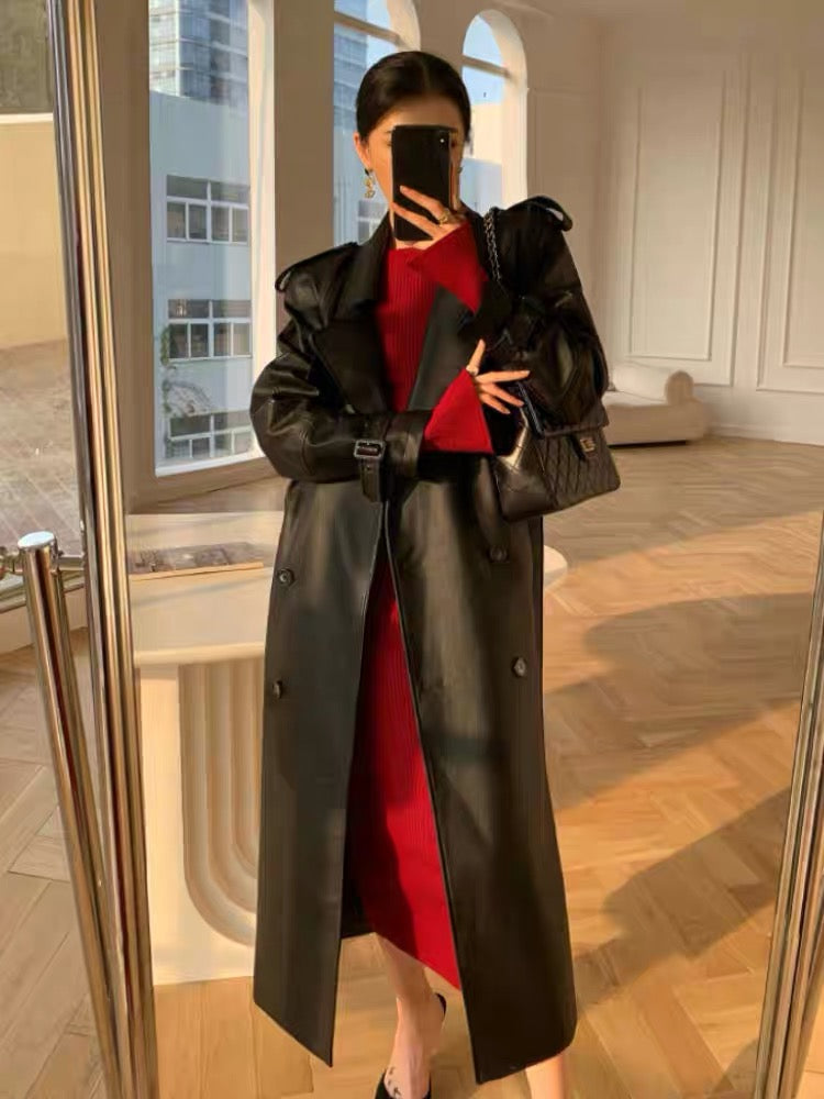 WANGXO long-sleeved one-shoulder knitted dress for women autumn 2023 new slim fit bottoming hip skirt (B1713)