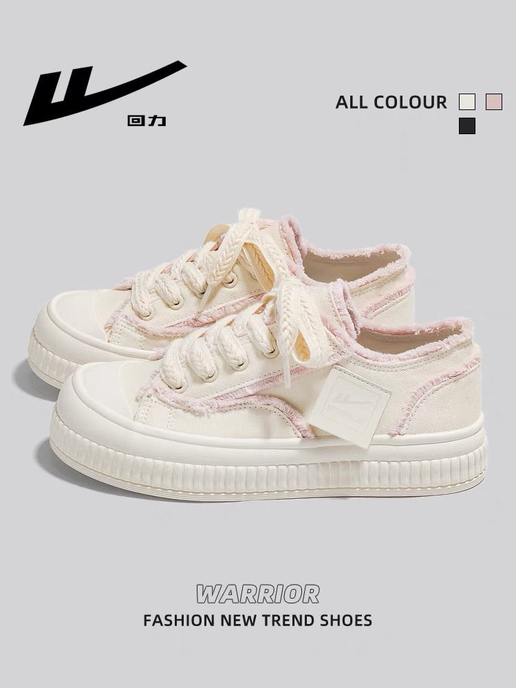 Pull back canvas shoes women's 2023 summer new tassel beggar shoes breathable lightweight thin section all-match small white shoes women