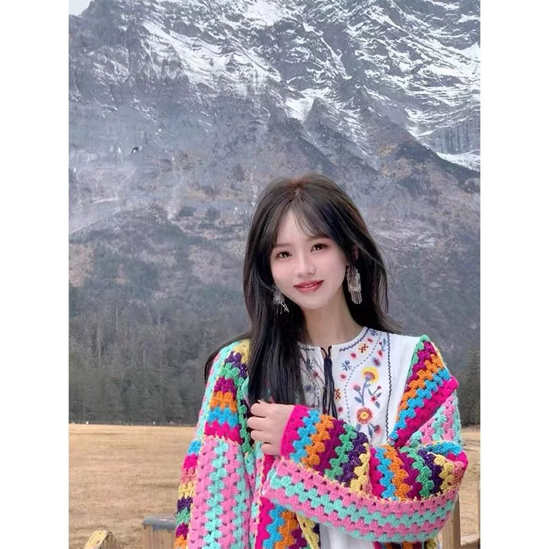 Thin knitted sweater for women 2023 new pink hollow sweater cardigan coat high-end temperament gentle early autumn top