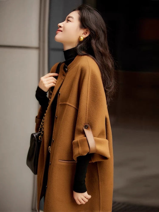 [DYG564459VG] Xiaohange L*V new winter style loose straight round neck woolen cashmere coat