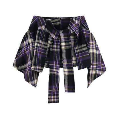 American high street jazz dance hip-hop irregular plaid skirt female summer hot girl A-line skirt pants short skirt