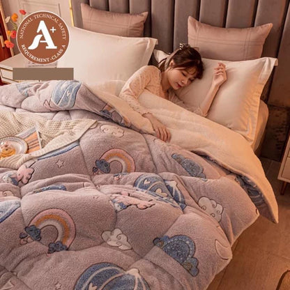 Coral fleece blanket lamb fleece quilt thickened winter single student dormitory milk flannel blanket bed