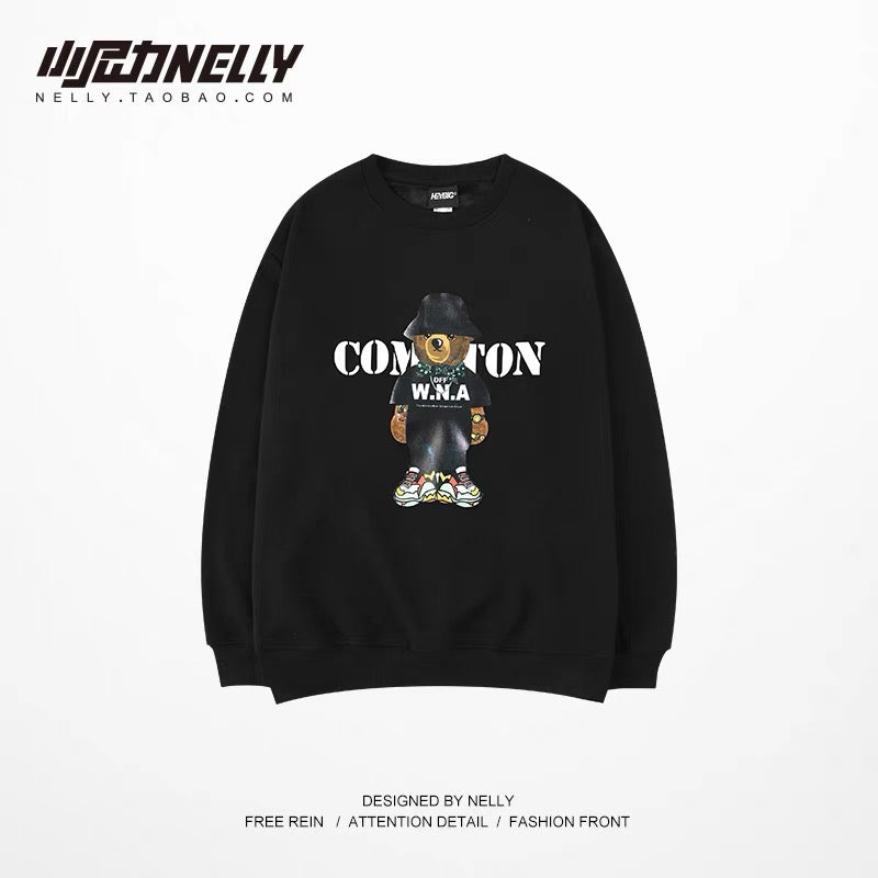 Hong Kong style cartoon Korean version casual male and female couple chic retro ins super hot velvet sweatshirt bf student jacket (N9324)