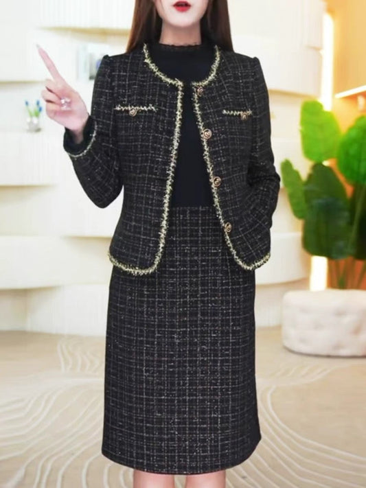 Nicole Xiaoxiang style suit dress 2023 new women's autumn hot style fashionable dignified high-end two-piece set (S0414)