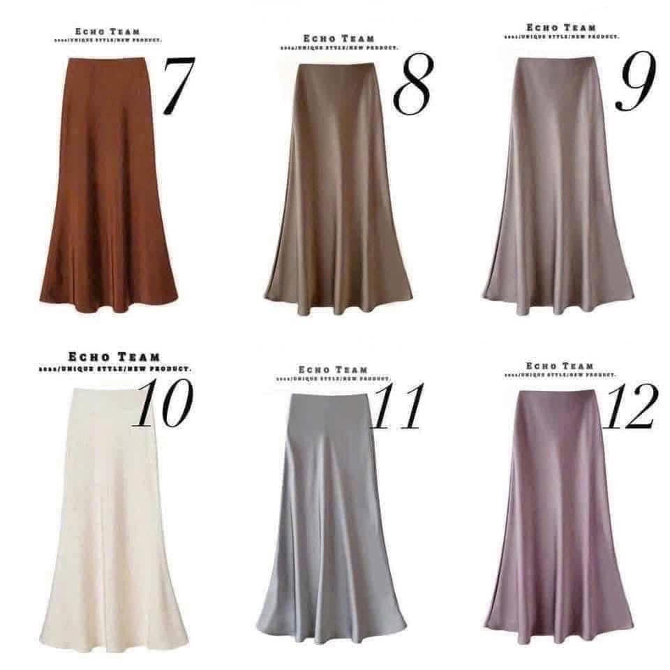 High waist medium length satin acetate silky skirt female 2025 spring and autumn summer new hip fishtail A-line long skirt