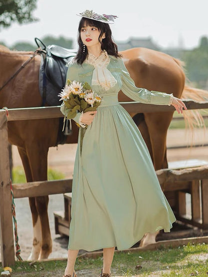 Platycodon style retro niche chic high-end gentle style dress with fungus edges and waist waist to show temperament fairy dressữ