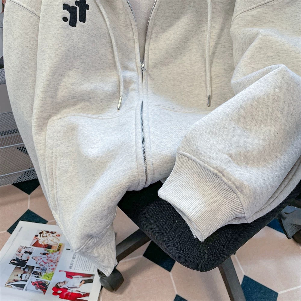 Korean lazy style contrast color plaid splicing hooded sweatshirt for men and women spring and autumn loose design niche jacket cardigan