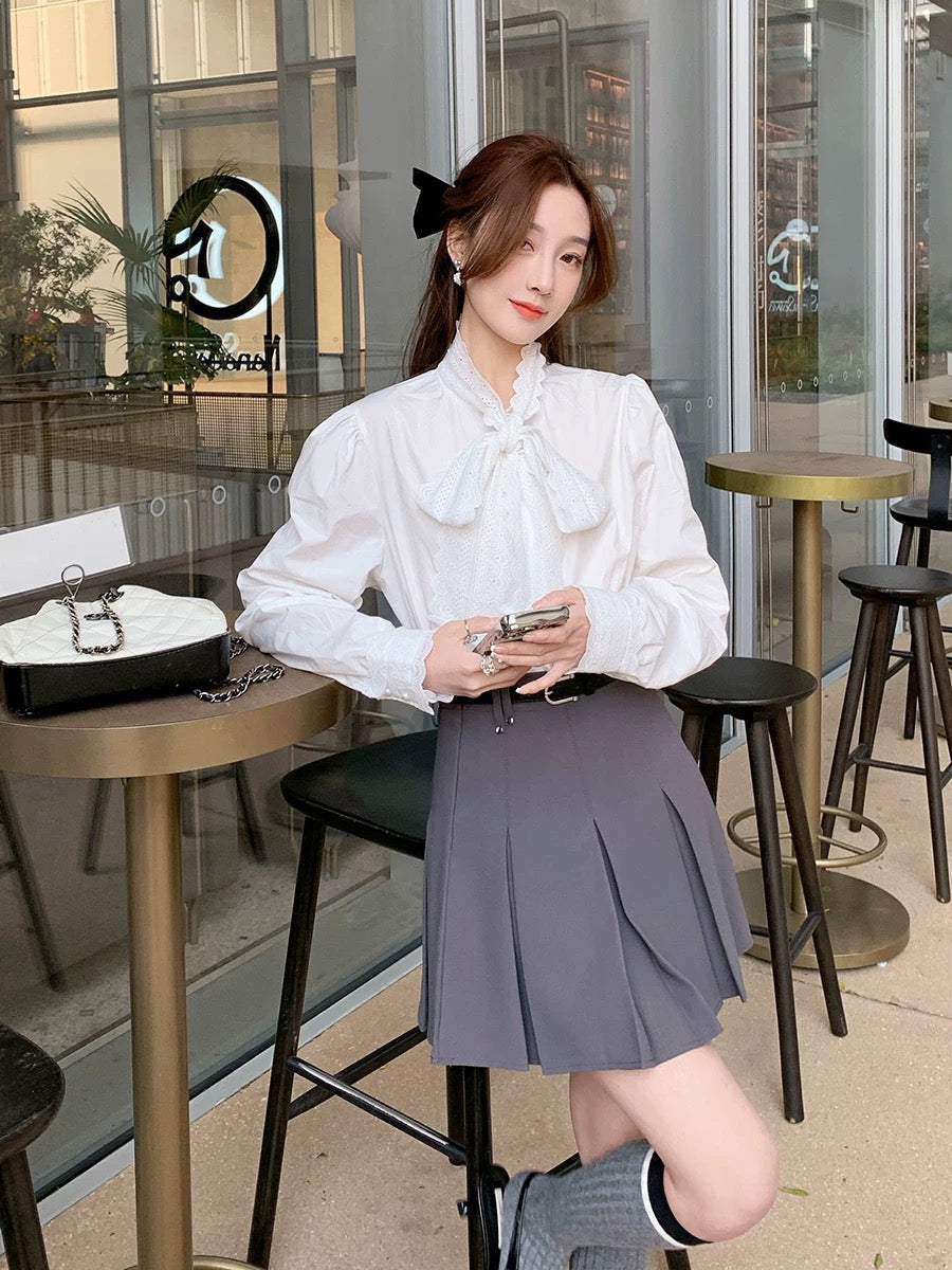[01.22 New Products 5% Off] French Palace Style Shirt Women's 2024 Spring New Design Bow Top