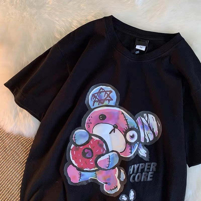Oversize men's and women's 2023 new loose Hong Kong style round neck pullover bottoming casual bf short-sleeved T-shirt (S0627)