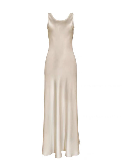 Tongse | Graceful skirt 45 degree bias cut textured satin dress women's summer French dress long skirt