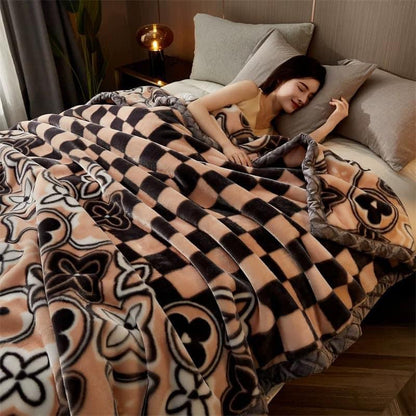 Winter Raschel blanket extra thick plus velvet bed cover blanket quilt wedding coral flannel nap blanket single