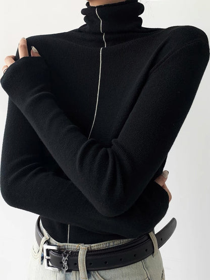 PAPERLLL Xinjian double-sided turtleneck wool bottoming shirt 2023 new women's autumn and winter thin inner top (D7810)