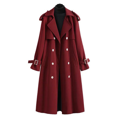 Christmas and New Year Red Windbreaker Coat for Women Spring and Autumn Thick Slim Knitted Bottoming Dress Casual Suit (S0347)