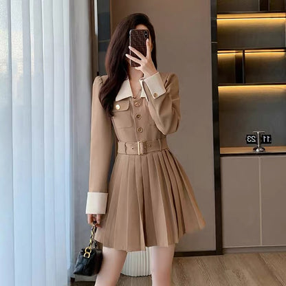 French polo skirt niche design 2023 spring and summer new style small long-sleeved high-end exquisite dress