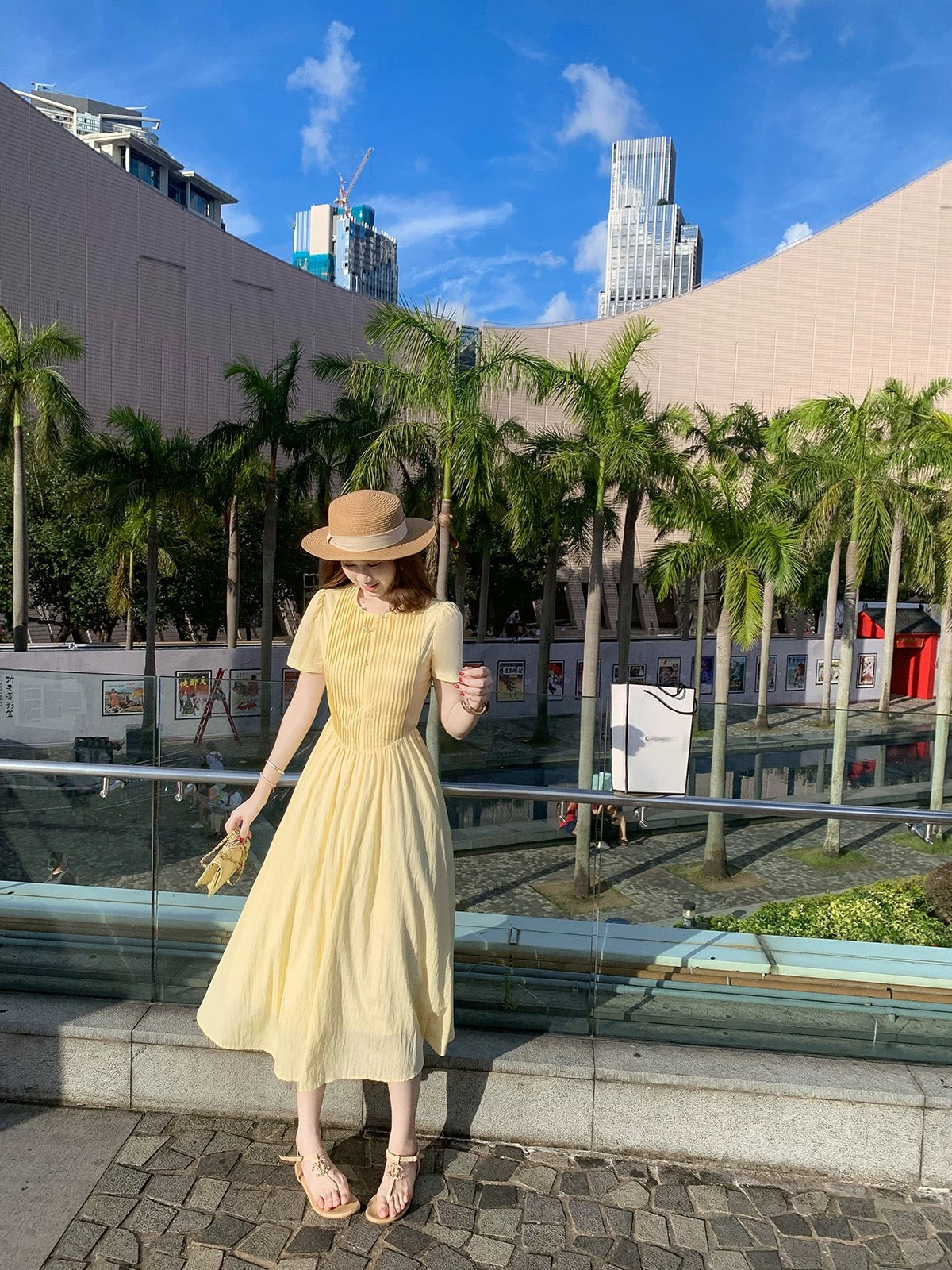 Fish Rabbit Rabbit Bohemian yellow dress female summer 2024 new slim swing long skirt