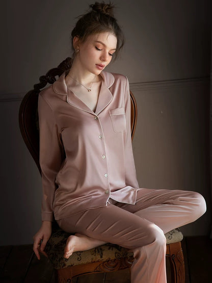 Forced to sell pajamas, silk pajamas, women's long-sleeved trousers two-piece suit, mulberry silk autumn and winter new home clothes