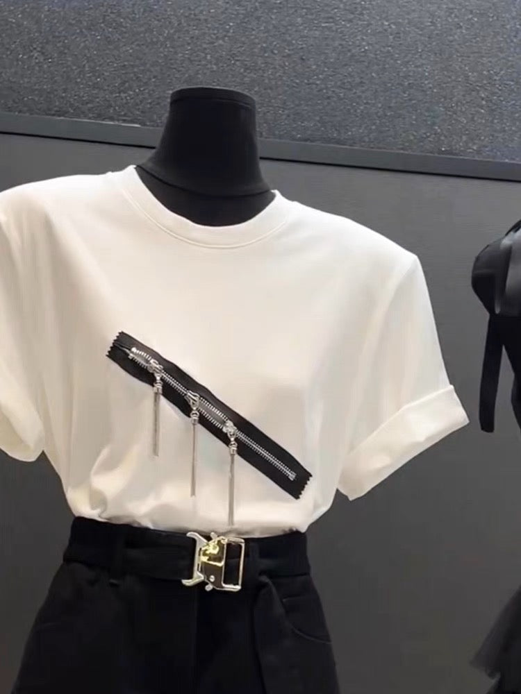 2023 summer new American style retro high waist slim denim skirt fashion all-match white T-shirt women's suit