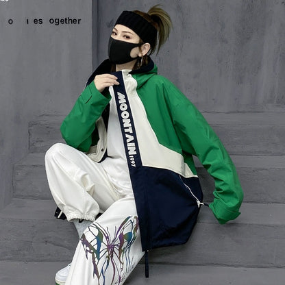 M's trendy brand street jacket autumn and winter plus velvet windproof jacket for women 2024 new outdoor sports jacket