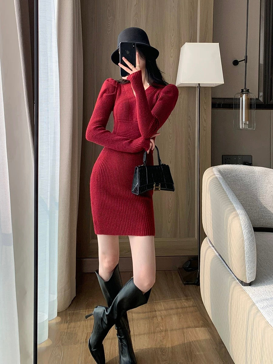knee length dresses for ladies Cable-Knit Half Zip Long Sleeve Sweater Dress – Charming Charlie
