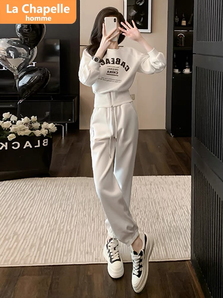 La Chapelle Design Slit Printed Casual Sports Suit Women's Autumn 2023 New Small Two-piece Set