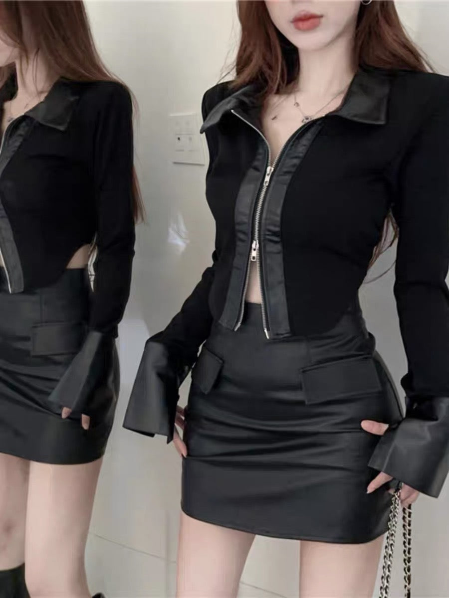 Share more than 109 leather skirt suit best