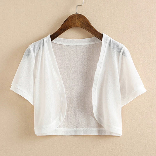 Small shawl coat for summer with suspender skirt and cardigan, short-sleeved ladies' thin waistcoat, versatile top