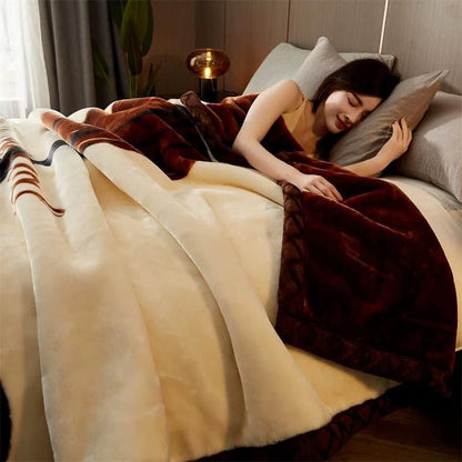 Winter Raschel blanket extra thick plus velvet bed cover blanket quilt wedding coral flannel nap blanket single