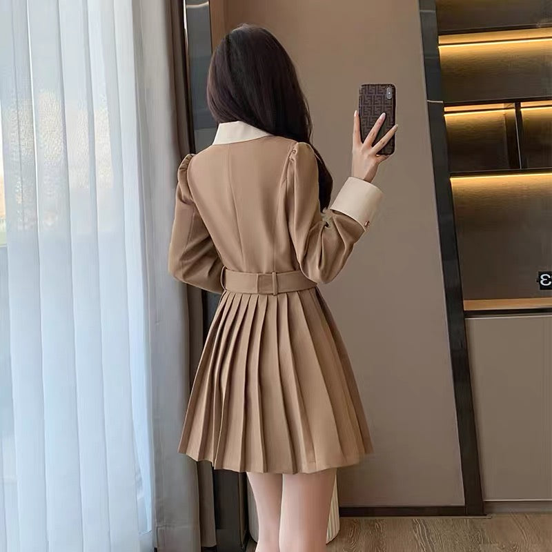 French polo skirt niche design 2023 spring and summer new style small long-sleeved high-end exquisite dress